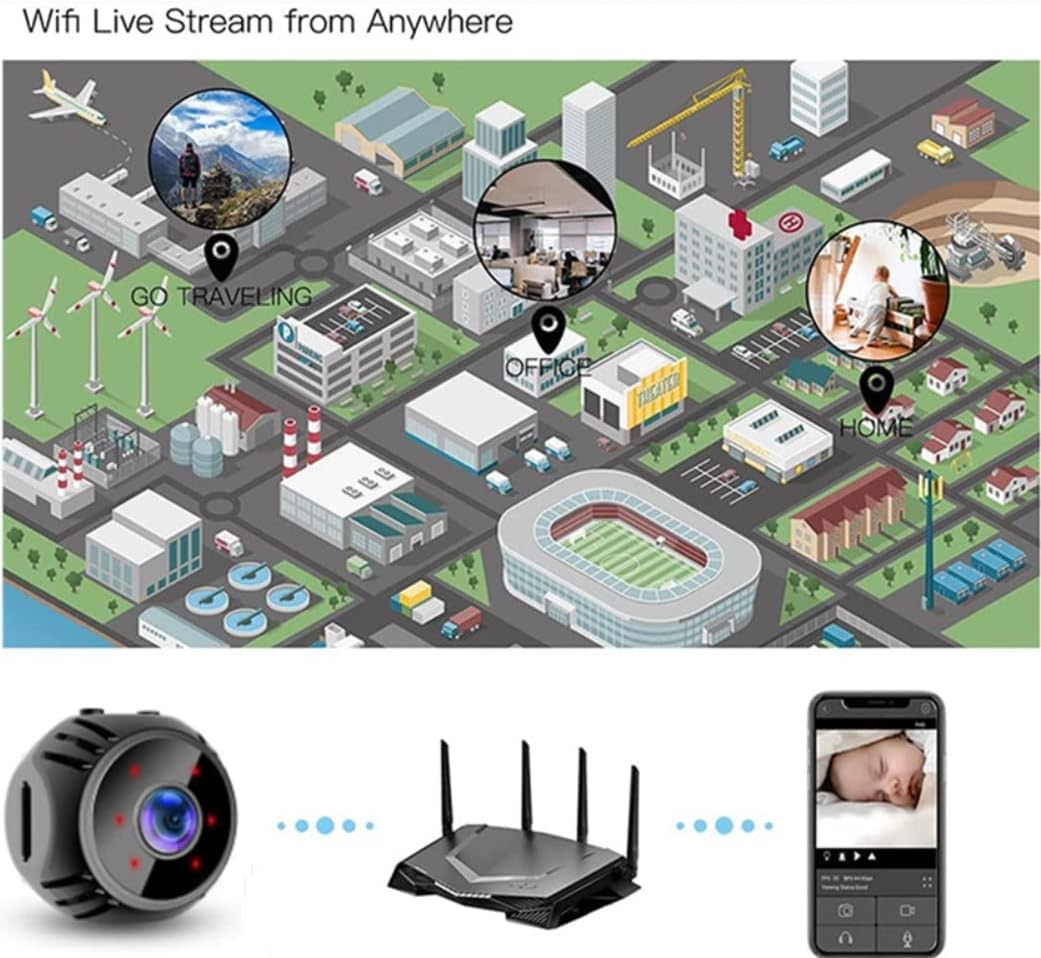 Mini Camera 1080P HD Hidden Camera Portable Small Nanny Cam with Night Vision and Motion Detection - Built-in Battery - Covert Security Camera for Home/Office/Indoor/Outdoor