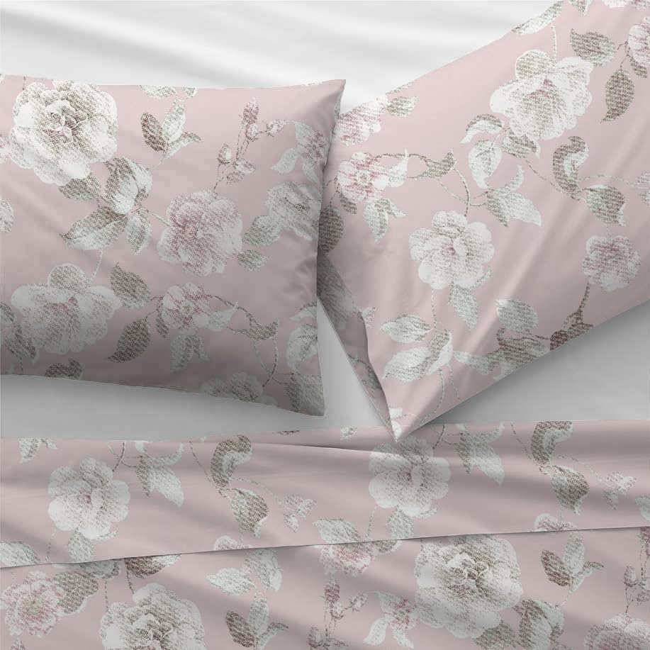 Sleep Well 90 GSM Bedsheet with Pillow Case (Blue & Pink Diamond Design, Single)