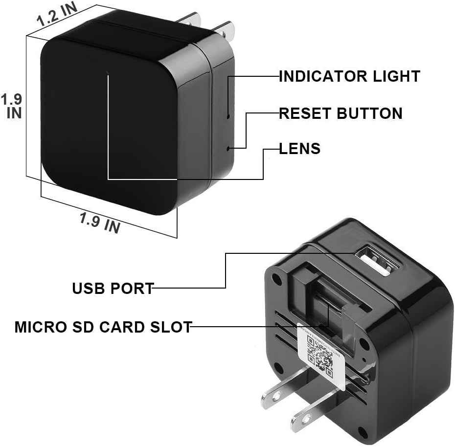 Security 1080P WiFi Camera with USB Charger with Night Vision Indoor Home Security Camera Wireless Baby Moniton Surveillance Security Cam Motion Detection with App