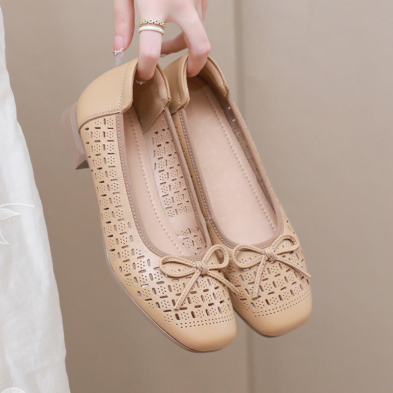 Summer Genuine Leather Breathable Low-cut Women's Shoes - souqmart