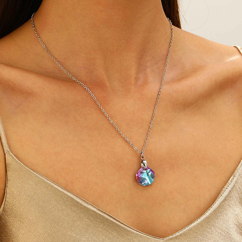 Blue HAILANG Sun Water Drop Pendant Necklace For Women - souqmart