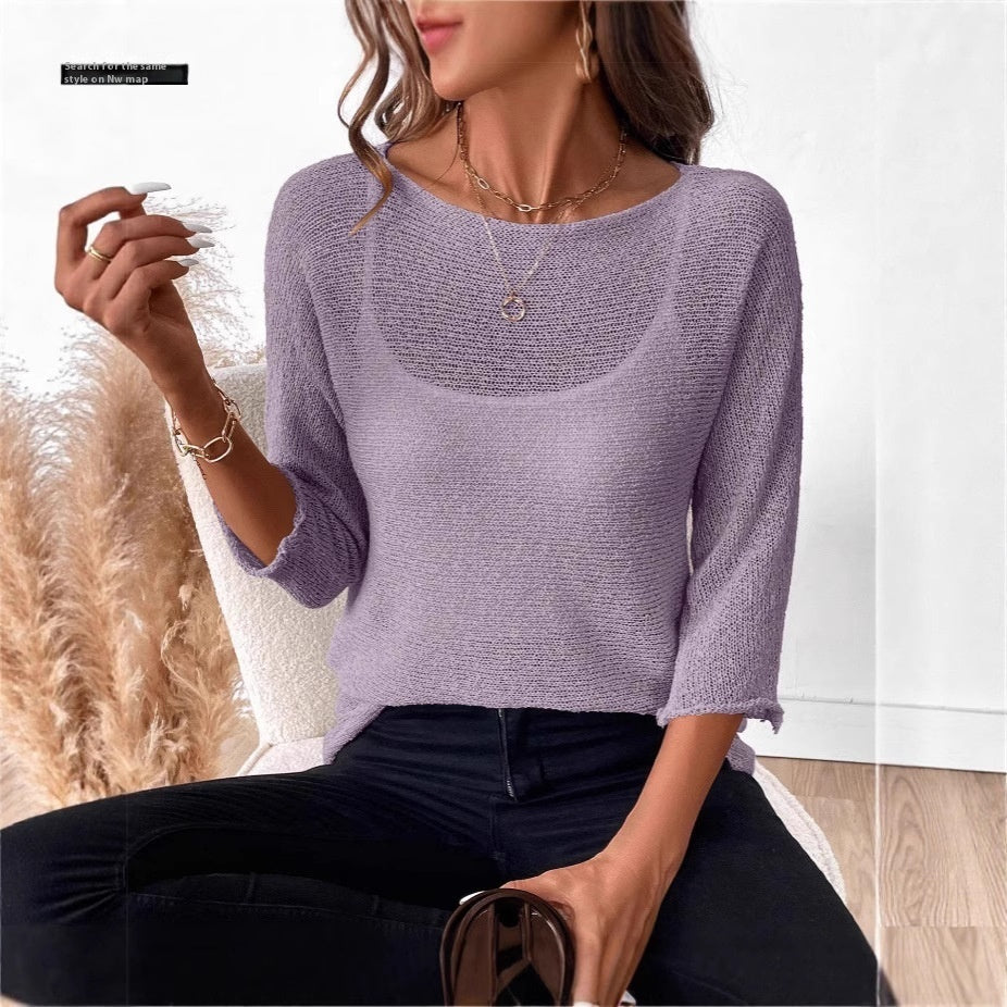 Knitted Thin Spring And Summer New Off-shoulder Women's Overall