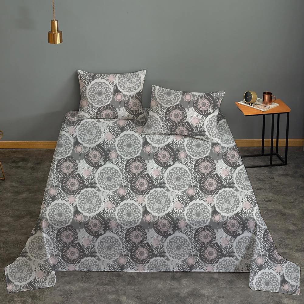 Sleep Well 90 GSM Bedsheet with Pillow Case (Blue & Pink Diamond Design, Single)