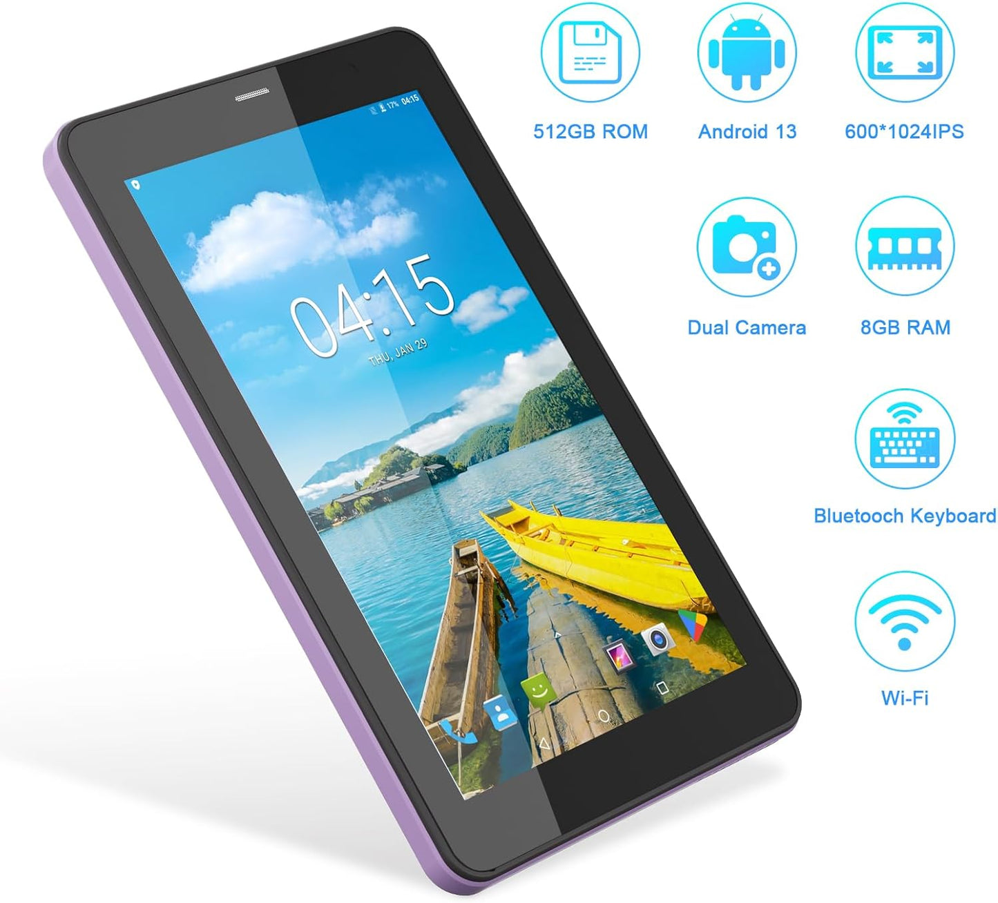 C idea 7 Inch Tablet,Android 13 Tablet,Quad Core Processor,8GB RAM 512GB ROM,512GB Expand,Dual Camera,Tablet with SIM, WiFi,Bluetooth,Case,StylusCM518 Pro (Green)