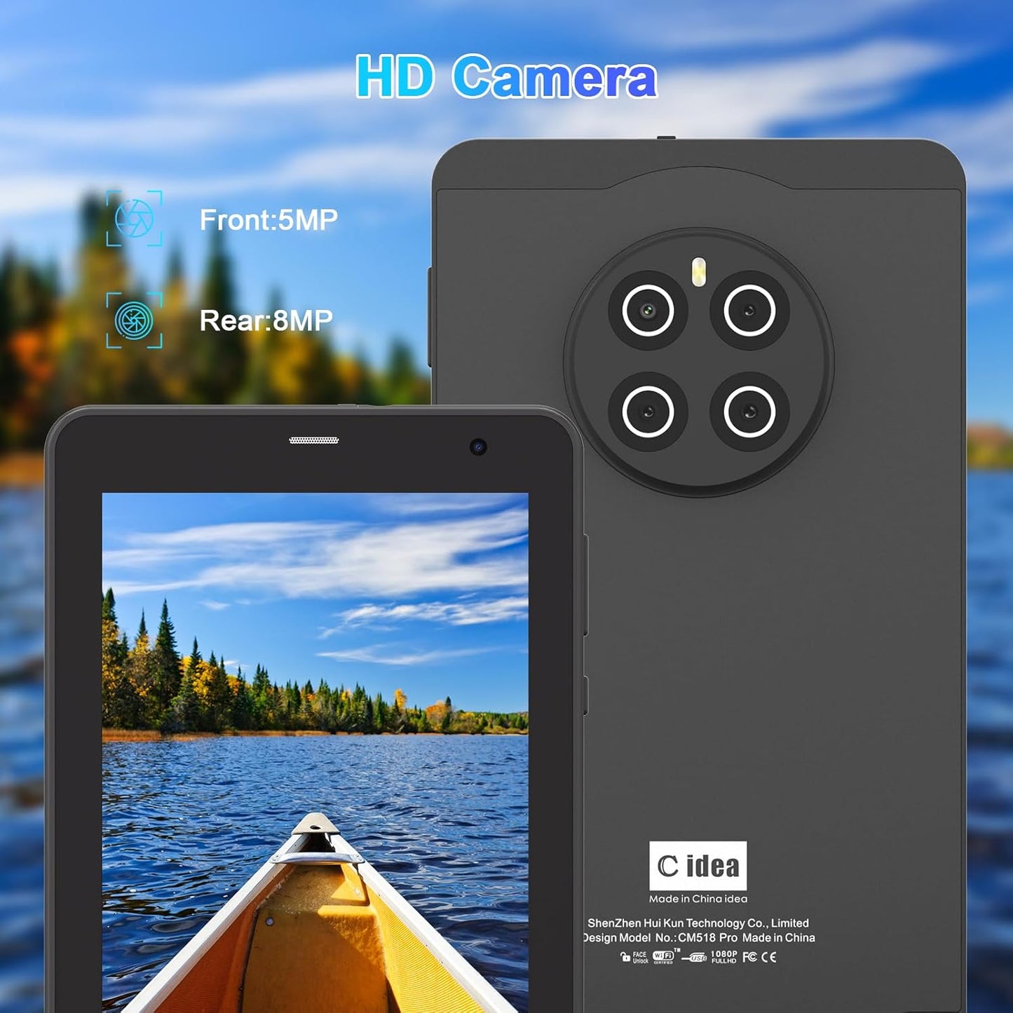 C idea 7 Inch Tablet,Android 13 Tablet,Quad Core Processor,8GB RAM 512GB ROM,512GB Expand,Dual Camera,Tablet with SIM, WiFi,Bluetooth,Case,StylusCM518 Pro (Green)