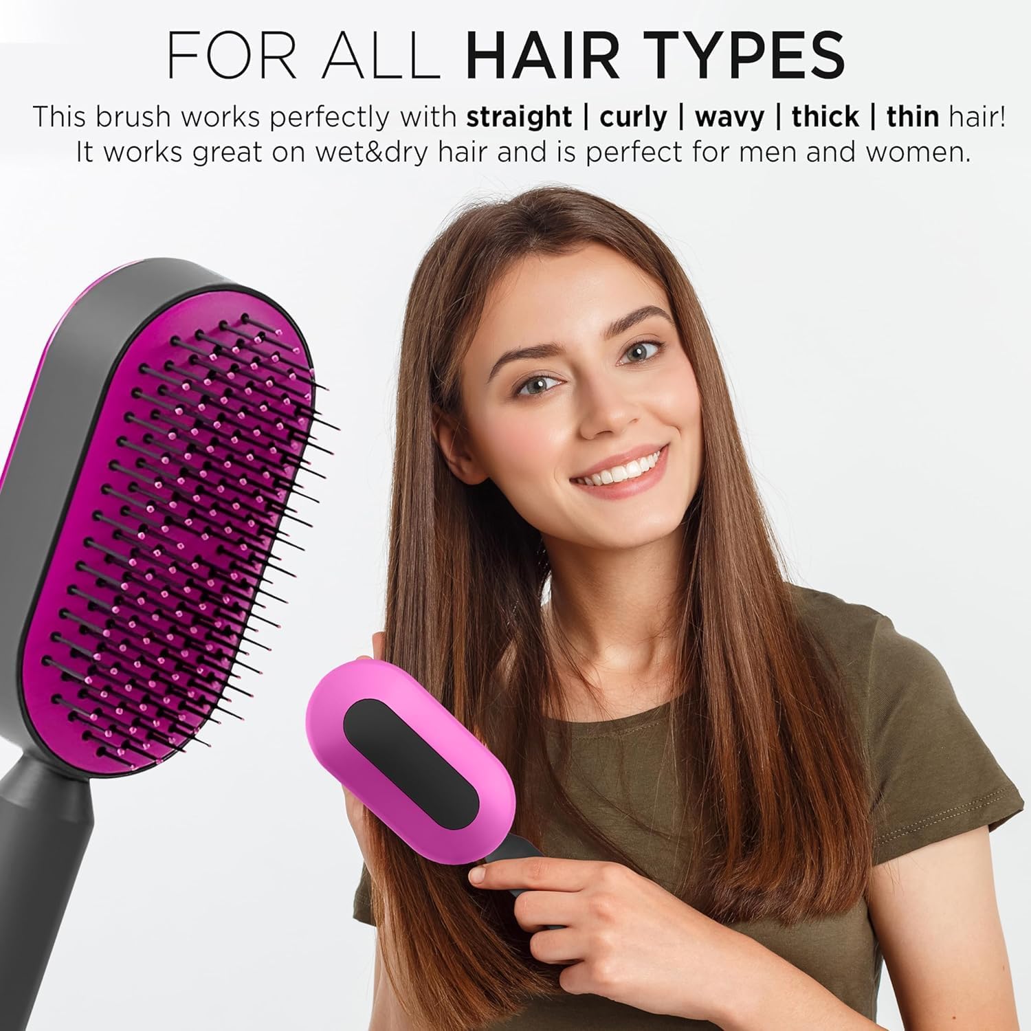 Hair Brush New 3d Air Cushion Brush For Hair Massage, Sleek Hair Brush, Curly Hair Brush, For All Hair-Easy Clean Hair Brush Women & Men Detangling Hair Brush (Purple)