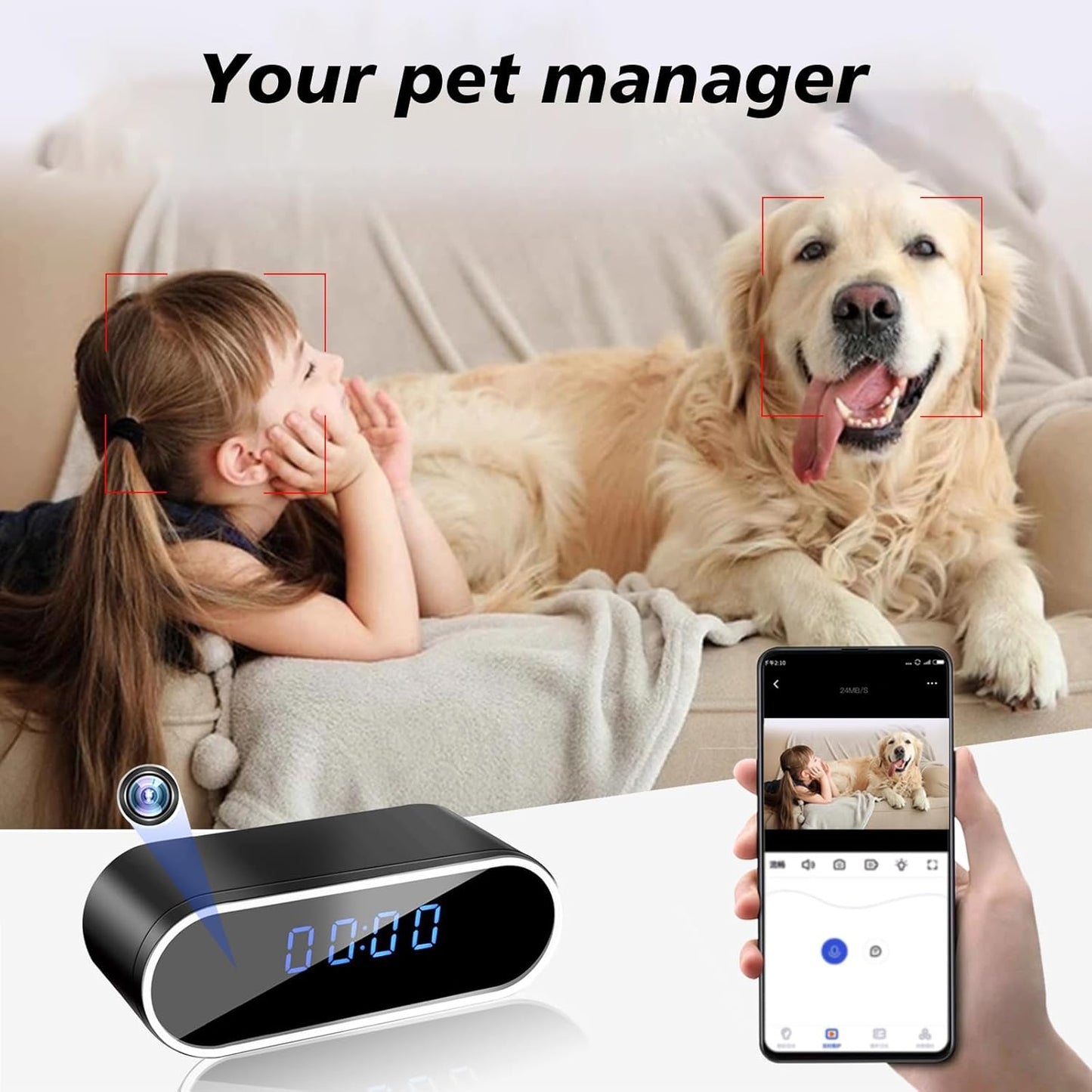 NJINALW - Smart Watch Camera, WiFi HD 1080P Mini Wireless Camera with Night Vision, Motion Detection and Remote Viewing, Nanny Camera for Baby/Elderly/Care