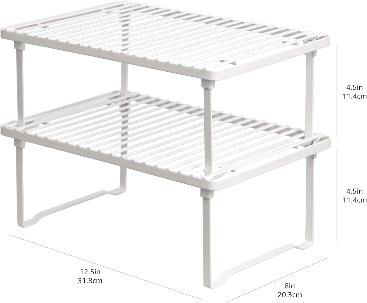 Amazon Basics Stackable Metal Kitchen Storage Shelves, Set of 2 - White