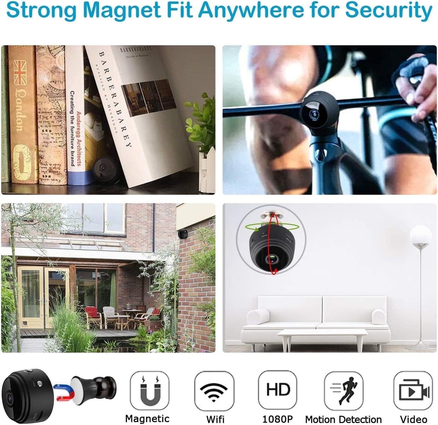 Mini WiFi Hidden Cameras,Wireless Spy Cameras with Video Live Feed, HD 1080P Home Security Cameras, Baby Nanny Cam,Tiny Smart Cameras with Night Vision and Motion Detection.