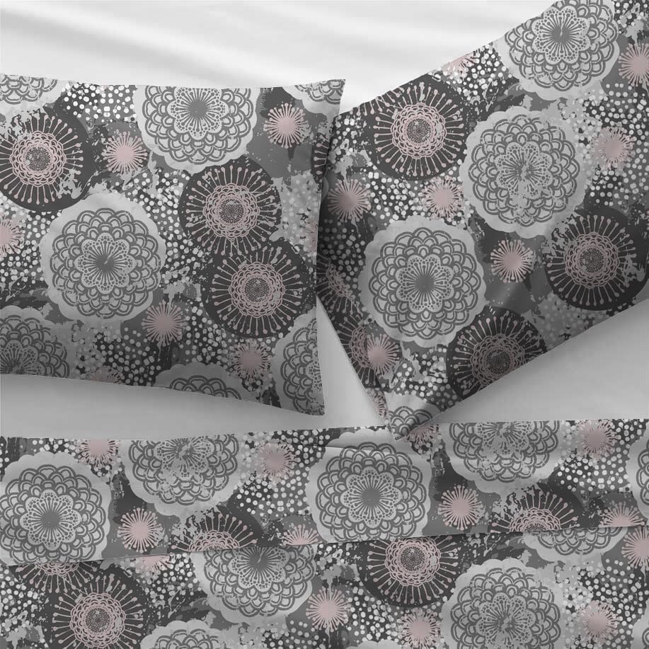 Sleep Well 90 GSM Bedsheet with Pillow Case (Blue & Pink Diamond Design, Single)