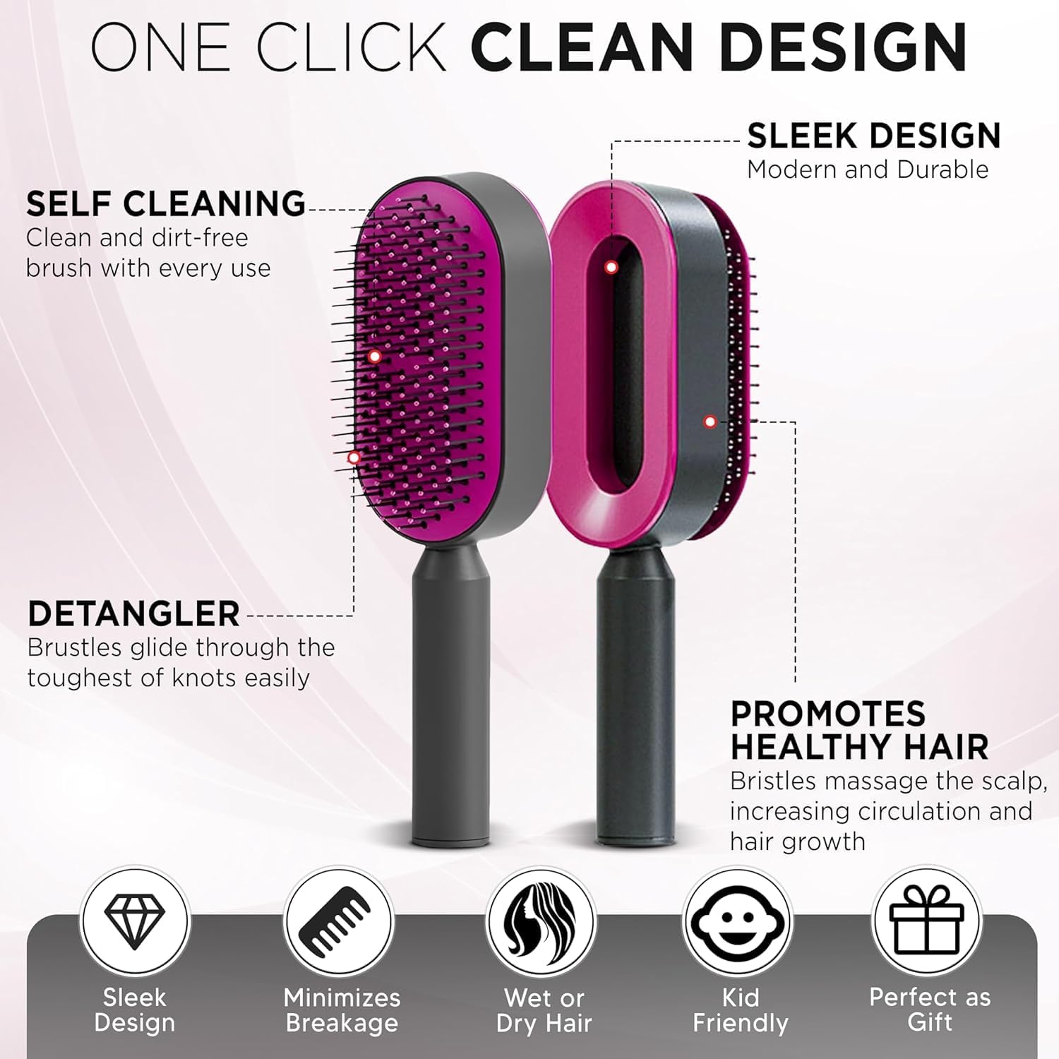 Hair Brush New 3d Air Cushion Brush For Hair Massage, Sleek Hair Brush, Curly Hair Brush, For All Hair-Easy Clean Hair Brush Women & Men Detangling Hair Brush (Purple)
