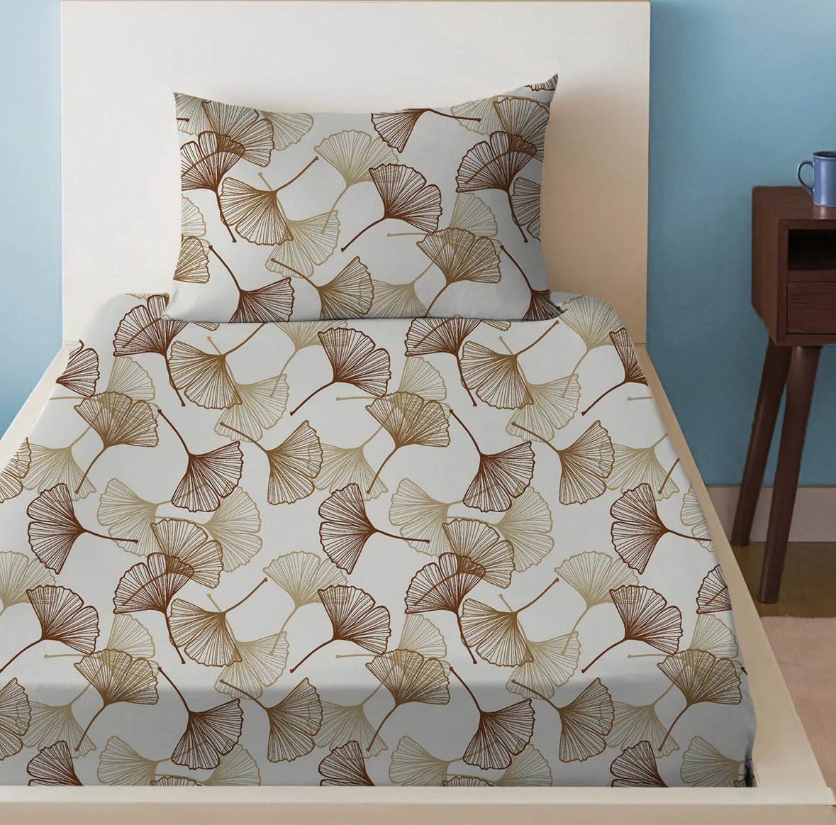 Sleep Well 90 GSM Bedsheet with Pillow Case (Blue & Pink Diamond Design, Single)