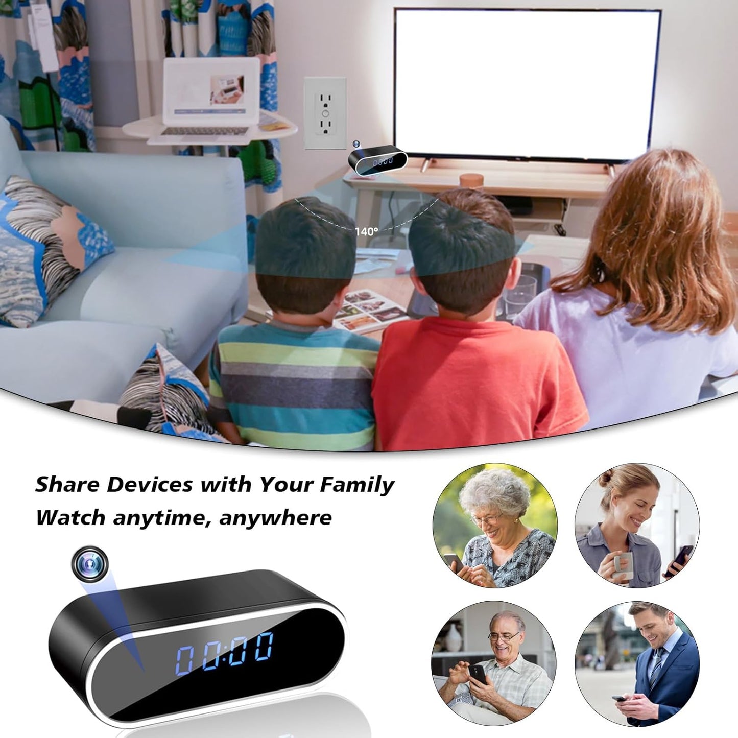 NJINALW - Smart Watch Camera, WiFi HD 1080P Mini Wireless Camera with Night Vision, Motion Detection and Remote Viewing, Nanny Camera for Baby/Elderly/Care