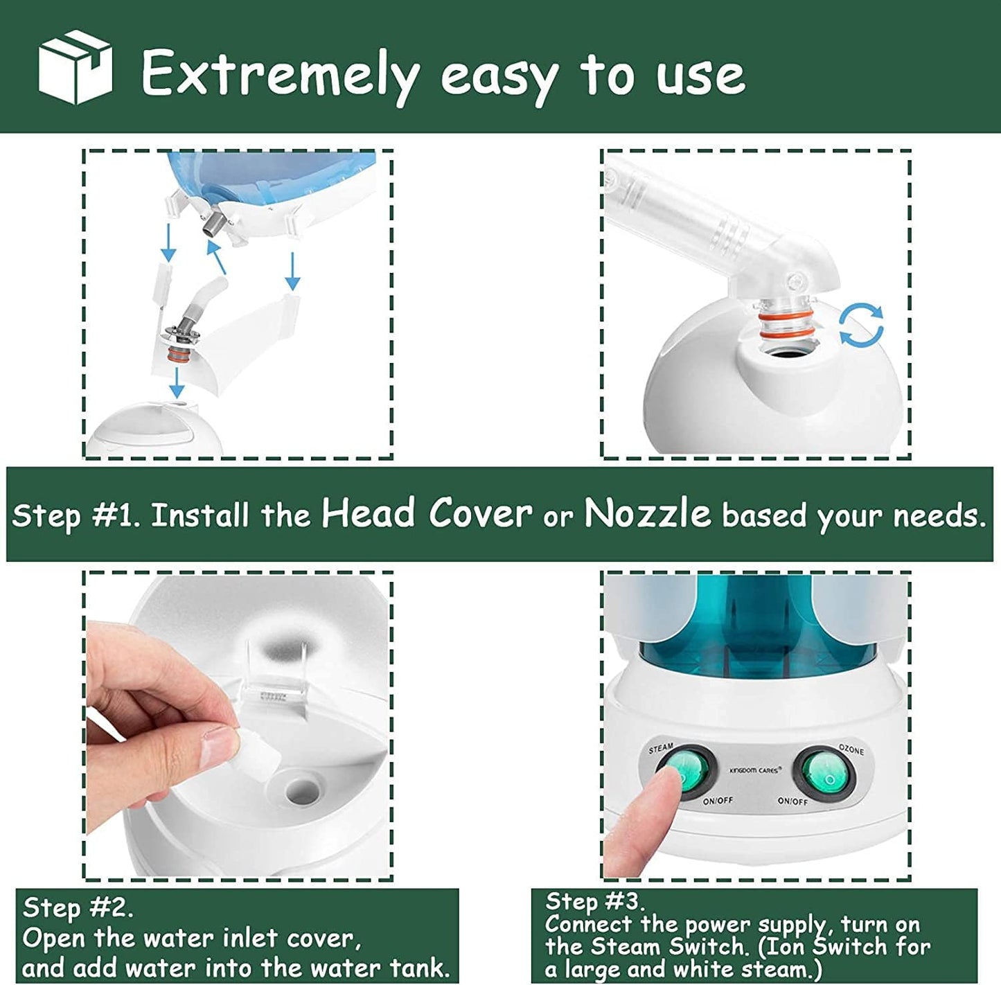 K.SKIN 2 in 1 Hair and Facial Steamer, Hair Steamer, Face Steamer, Hair Humidifier, Hot Mist Moisturizing, Hydration System Sprayer, Personal Care Use, Home and Salon