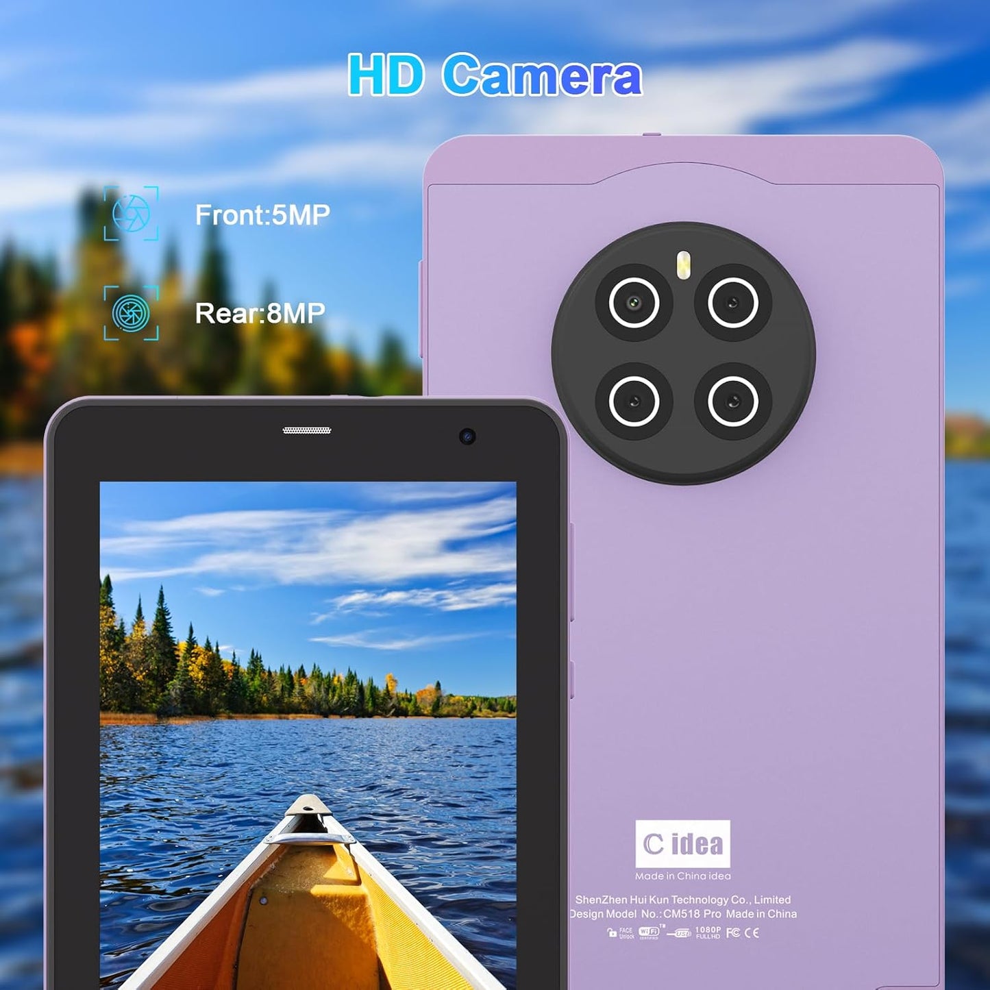 C idea 7 Inch Tablet,Android 13 Tablet,Quad Core Processor,8GB RAM 512GB ROM,512GB Expand,Dual Camera,Tablet with SIM, WiFi,Bluetooth,Case,StylusCM518 Pro (Green)