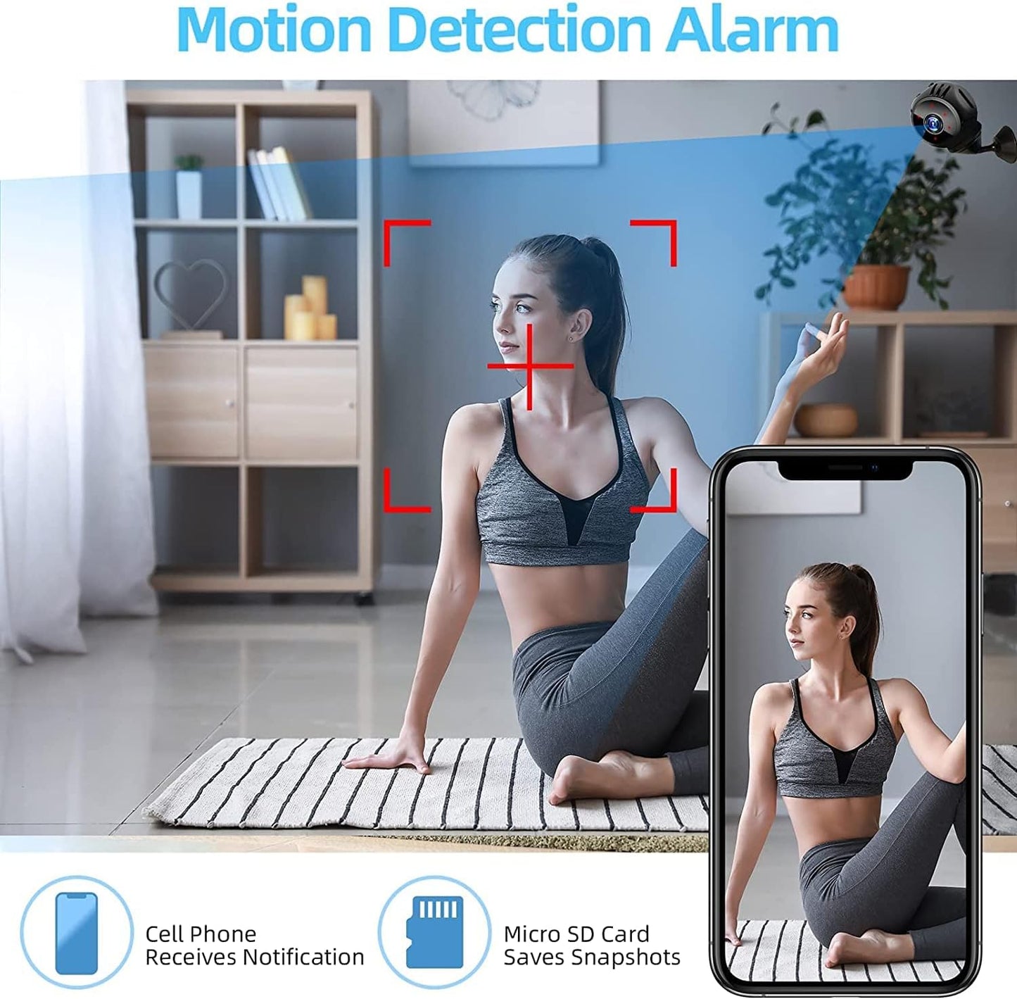 Mini Camera 1080P HD Hidden Camera Portable Small Nanny Cam with Night Vision and Motion Detection - Built-in Battery - Covert Security Camera for Home/Office/Indoor/Outdoor