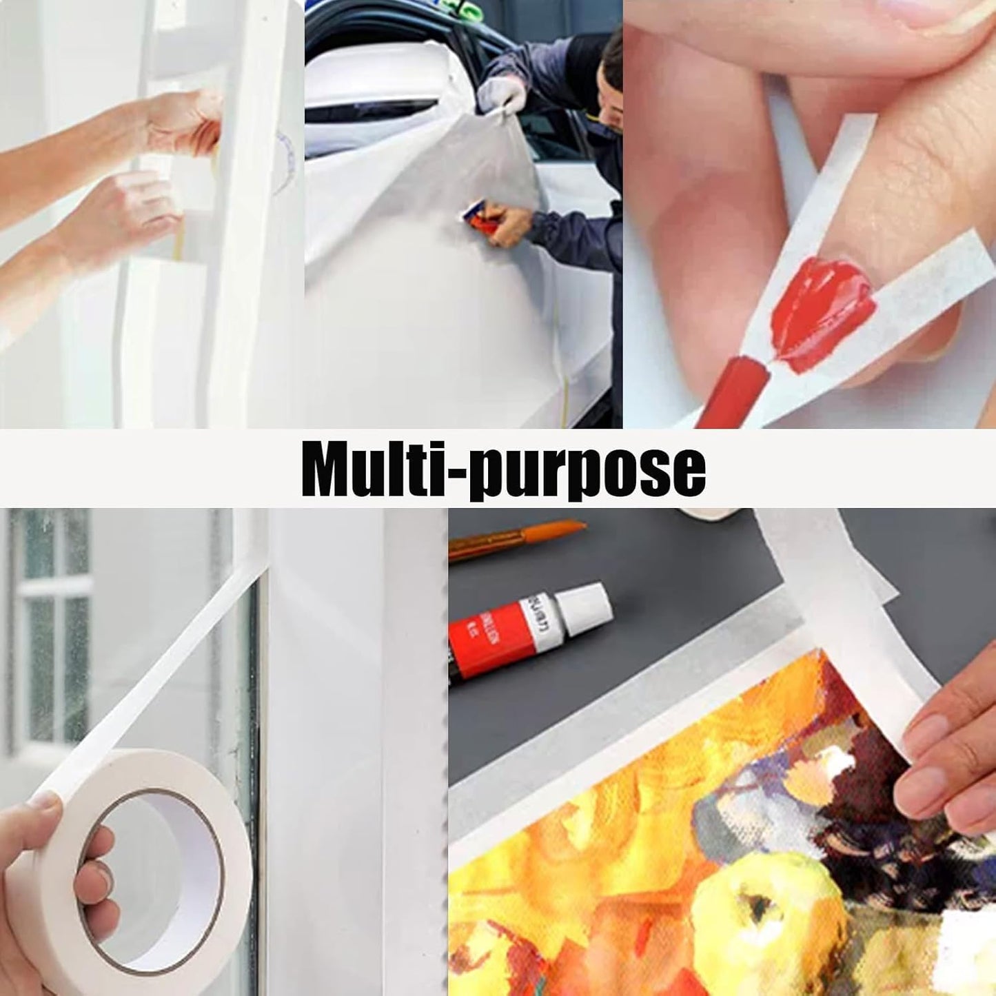 Valuxe Premium Masking Tape, 2 Inch X 20 Yards General Purpose Paper Tape For Painting, Labeling, Marking, Gardening, Packaging, Artworks, Schools, Office, Garage, Factory, Industrial Uses (6)