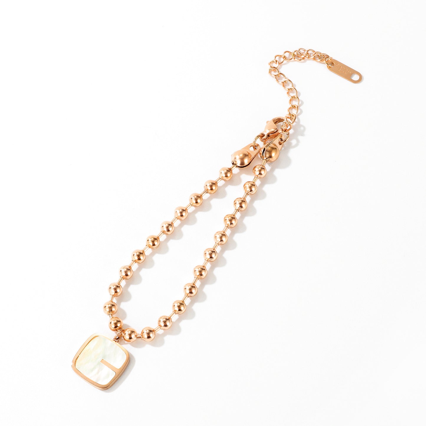 Ladies new round bead titanium steel mother shell