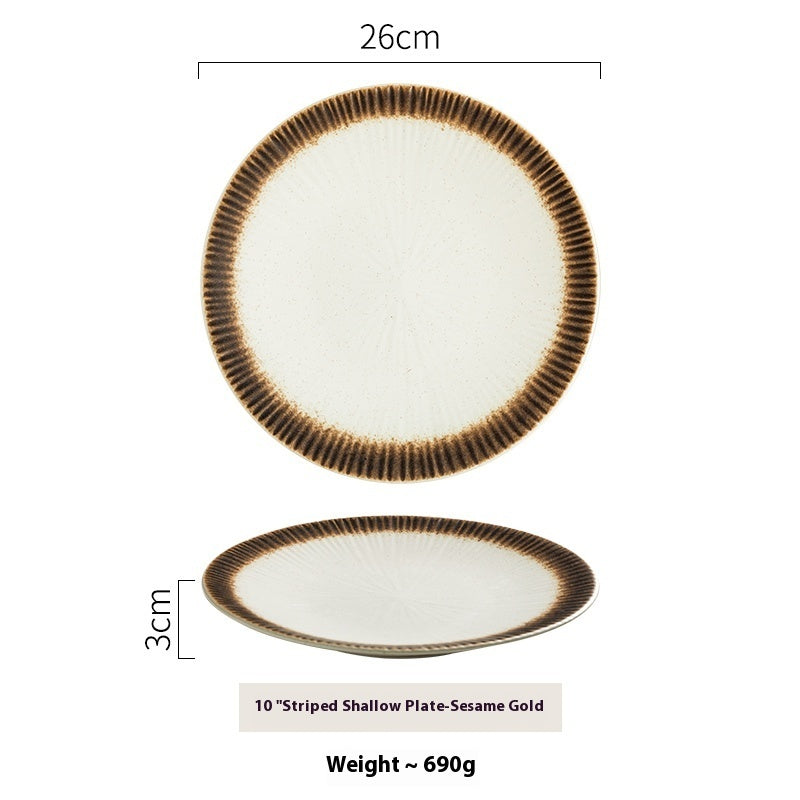 Western Cuisine Steak Stripe Ceramic Dim Sum Plate