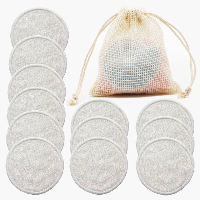 12PC Reusable Cotton Pads Makeup Remover Pads Washable Round - souqmart