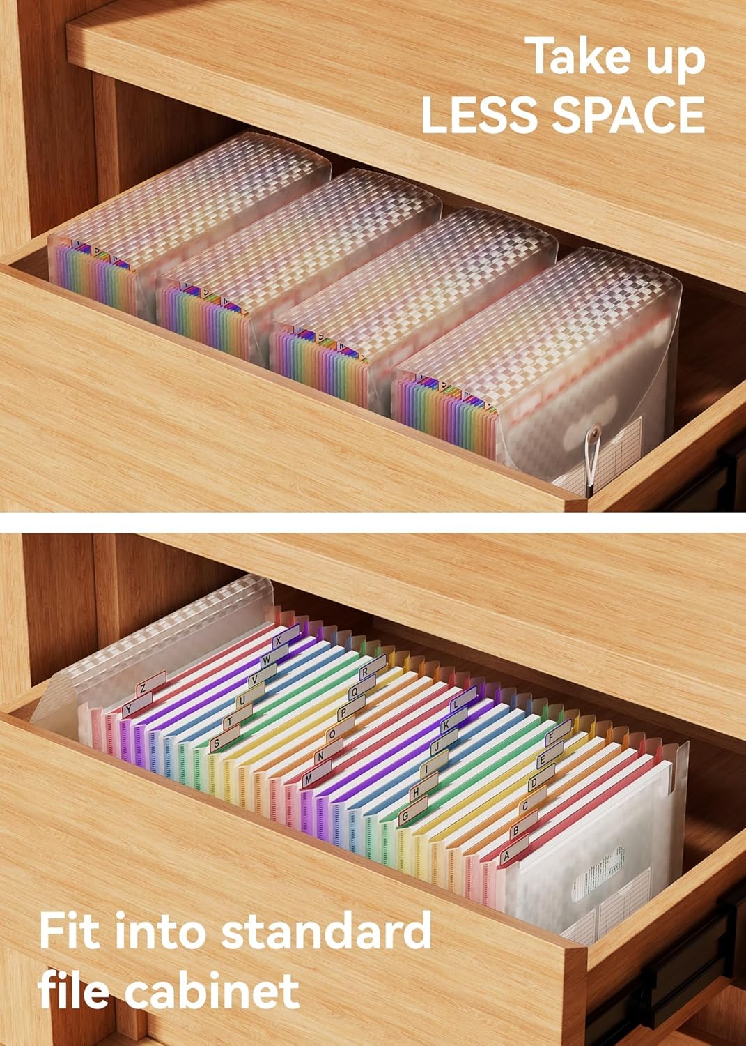 A4 Expanding File Organiser, 26 Pockets Expandable Filling Boxes Documents Organiser, Concertina File Expanding for Filing Folder, Portable Rainbow Files Wallets Plastic Bills Storage Bag (Pink)