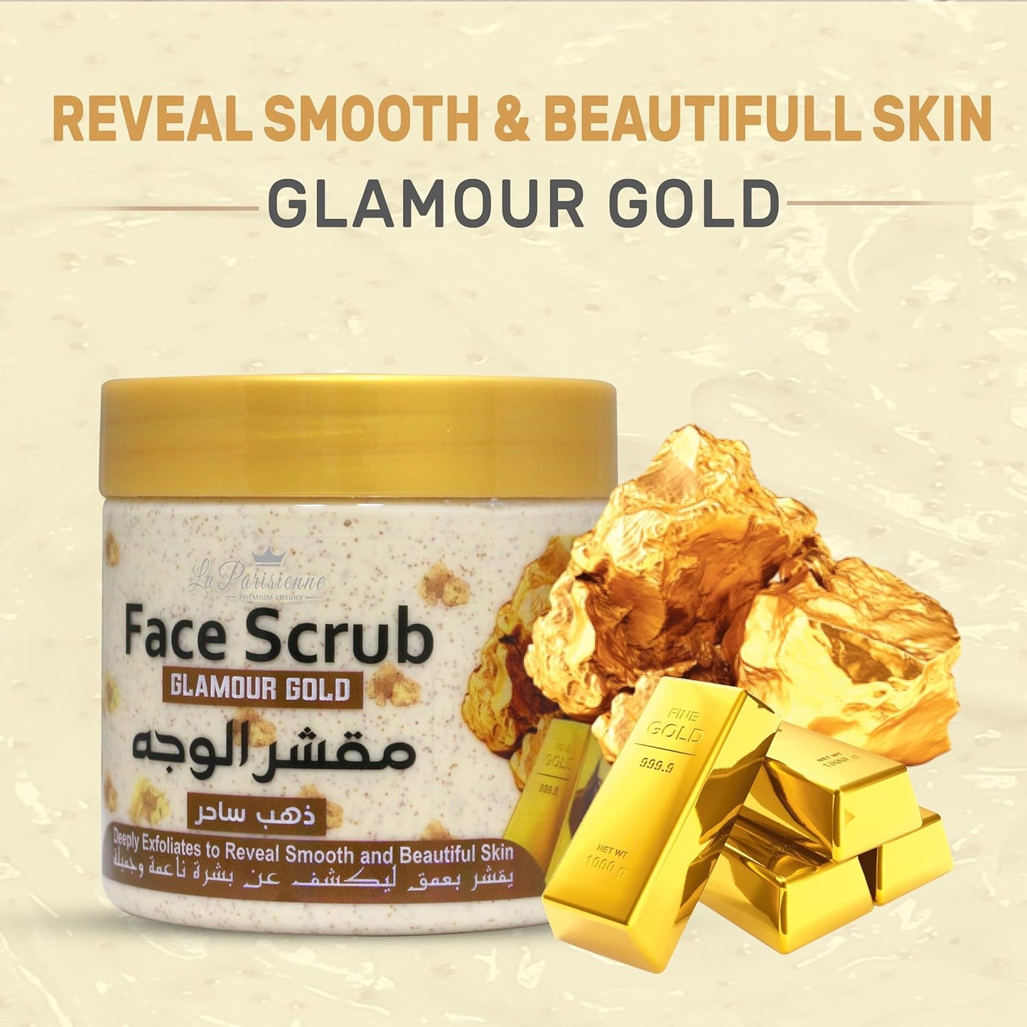 ECOLYTE+ Disinfectant La Parisienne Face Scrub, Deeply Exfoliates, Reveal Smooth & Beautiful Skin, Exfoliating Scrub, Facial Exfoliant, Moisturizing, Glowing Skin - (Sandalwood, 500 ml)