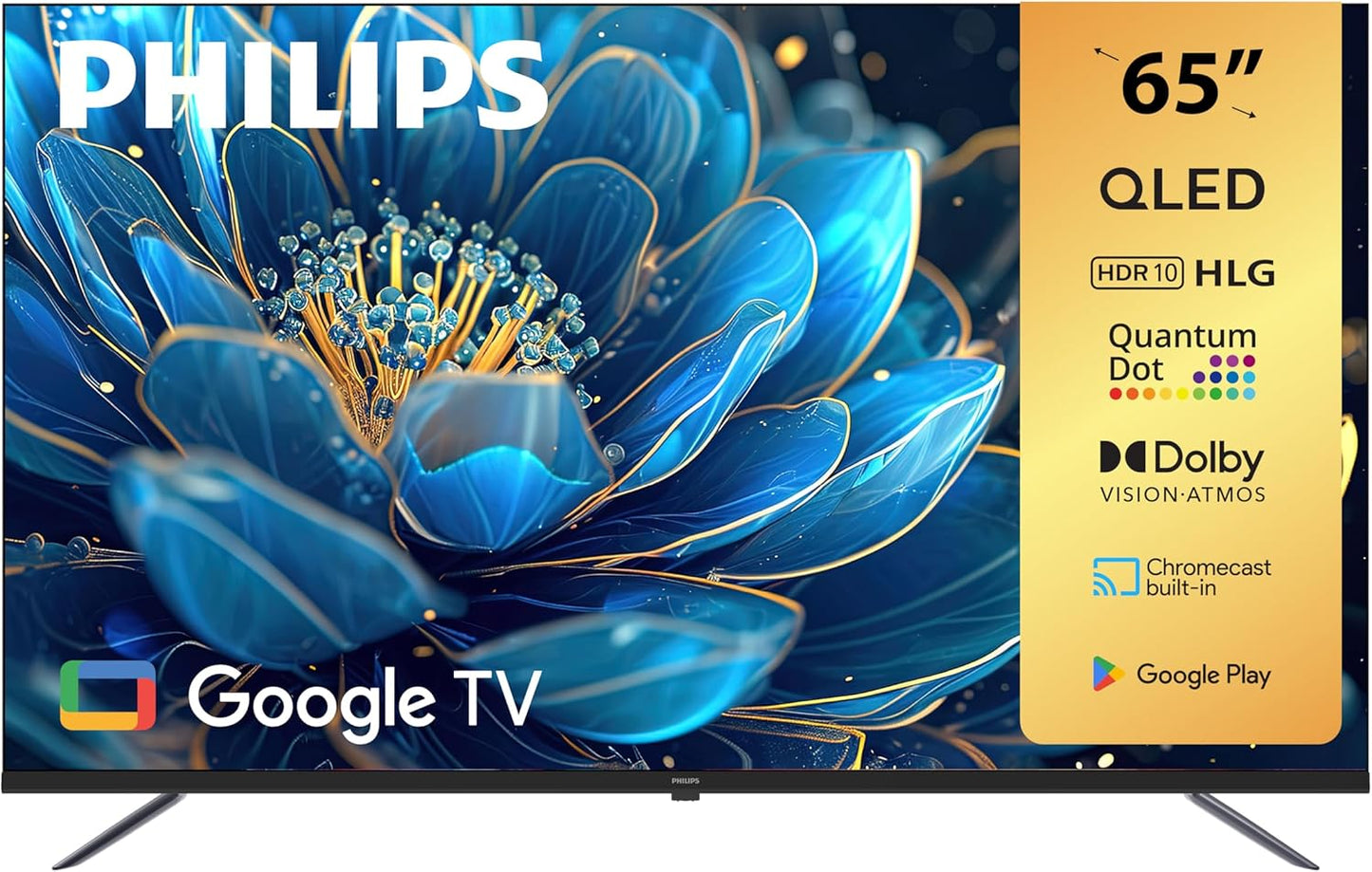 PHILIPS (FLAGSHIP MODEL) 65 INCH PREMIUM QLED GOOGLE SMART TV | WORLDWIDE WARRANTY | DOLBY VISION & ATMOS | ADVANCED IMAGE PROCESSOR | QLED GOOGLE SMART TV WITH ULTRA -ADVANCED FEATURES