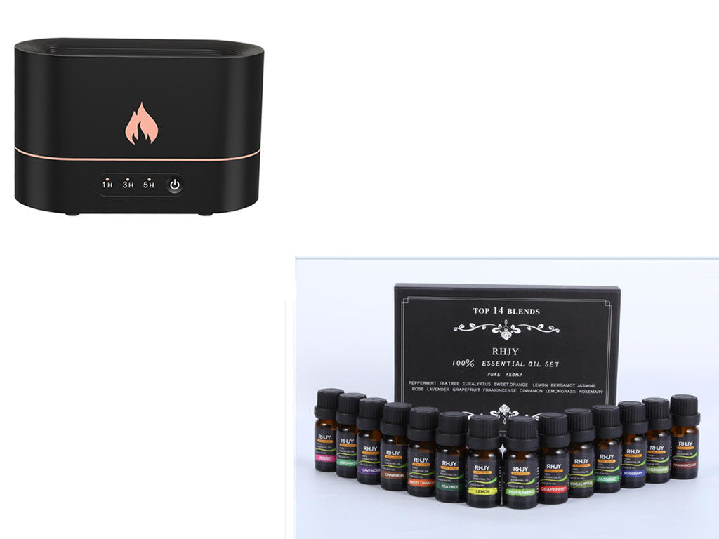 Siming Flame Aromatherapy Machine Home Bedroom Silent Atmosphere Light Humidifier Flame Diffuser Home Decor - souqmart