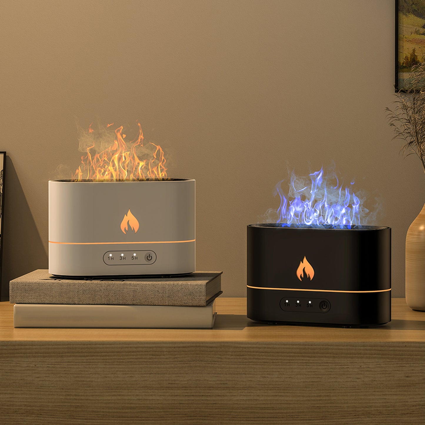 Siming Flame Aromatherapy Machine Home Bedroom Silent Atmosphere Light Humidifier Flame Diffuser Home Decor - souqmart
