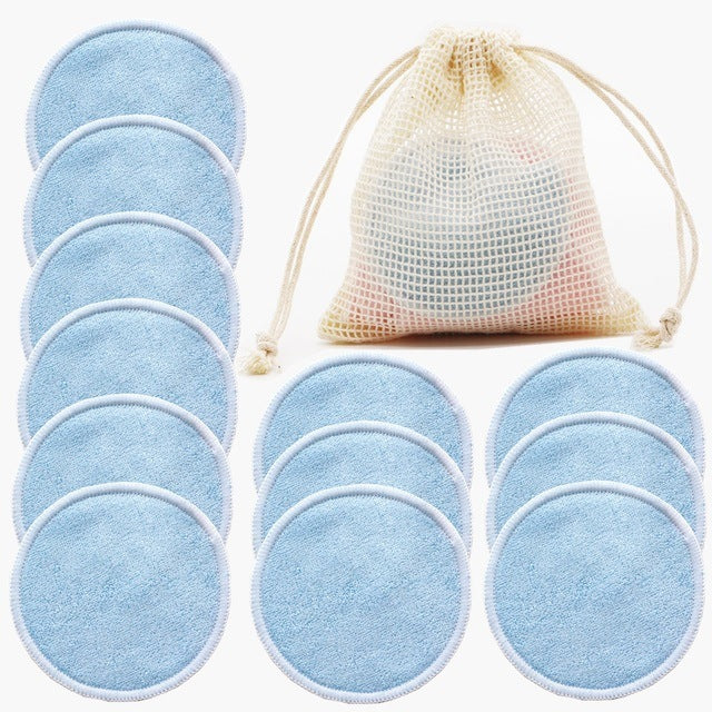 12PC Reusable Cotton Pads Makeup Remover Pads Washable Round - souqmart