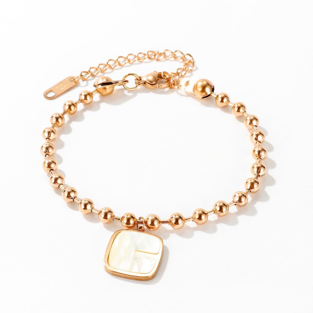 Ladies new round bead titanium steel mother shell