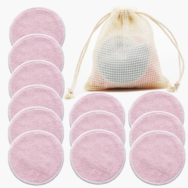 12PC Reusable Cotton Pads Makeup Remover Pads Washable Round - souqmart