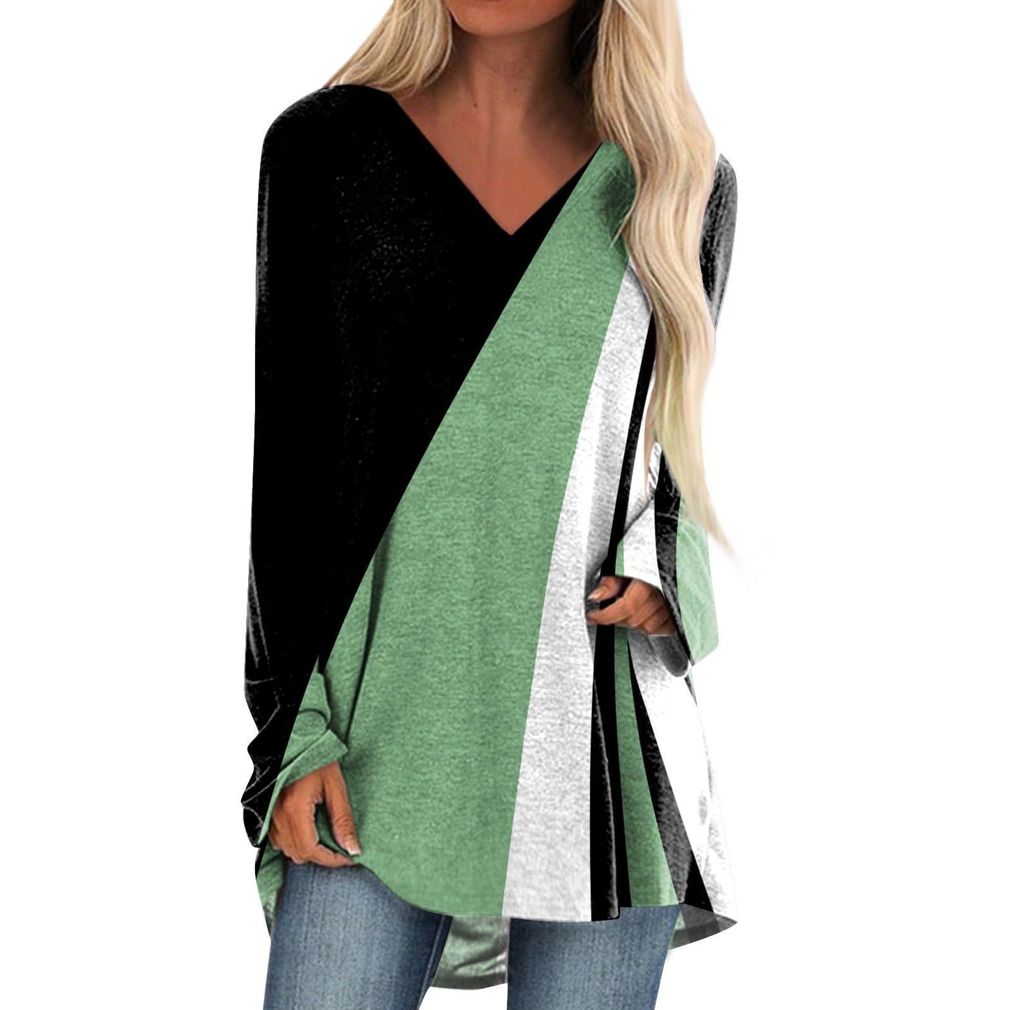 Quality Stitching Long Sleeve V-neck Skirt