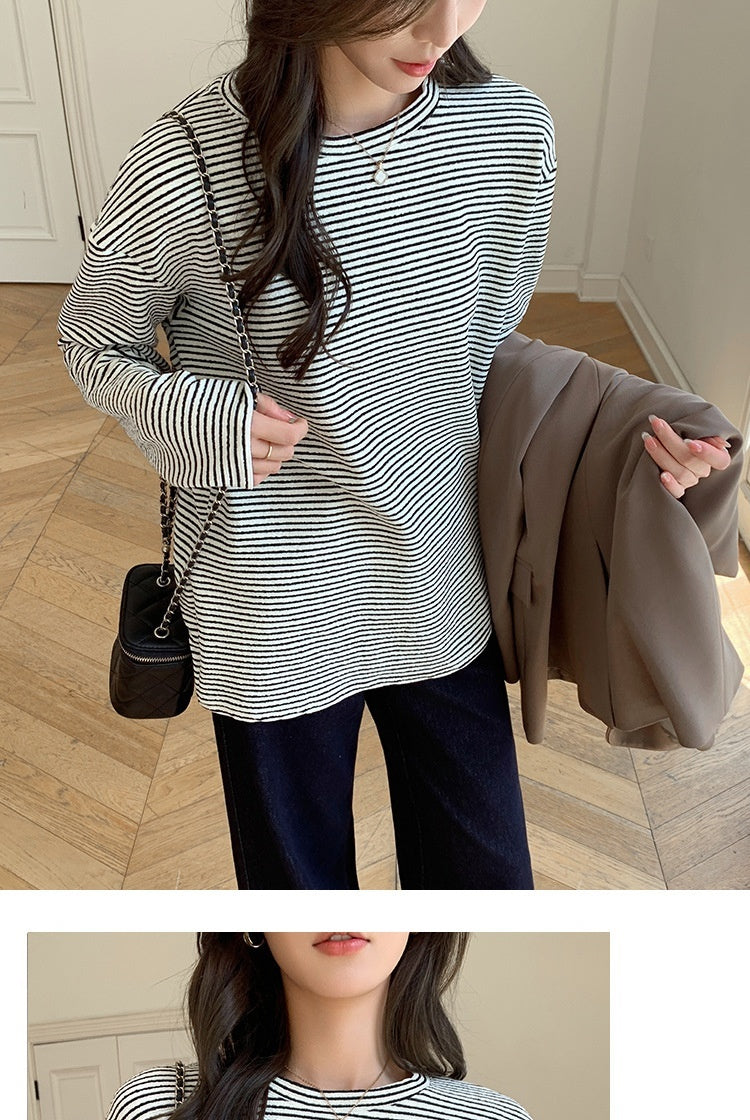 Women's Autumn And Winter Lazy Style Loose Slim Fit T-shirt Long Sleeved Top