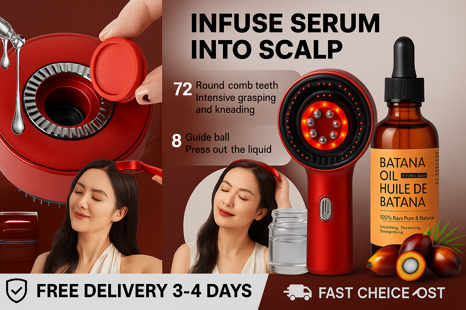 Scalp Therapy Comb – Red Light & Oil Applicator