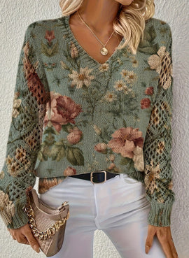 Printed Casual Cape Coat Cardigan Sweater - souqmart