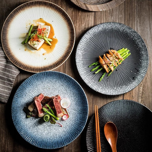 Western Cuisine Steak Stripe Ceramic Dim Sum Plate