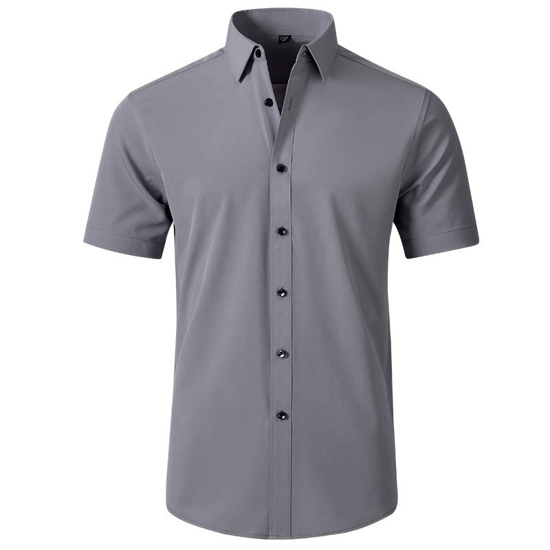 Korean Slim-fit Solid Color Shirt Men's Shirt - souqmart