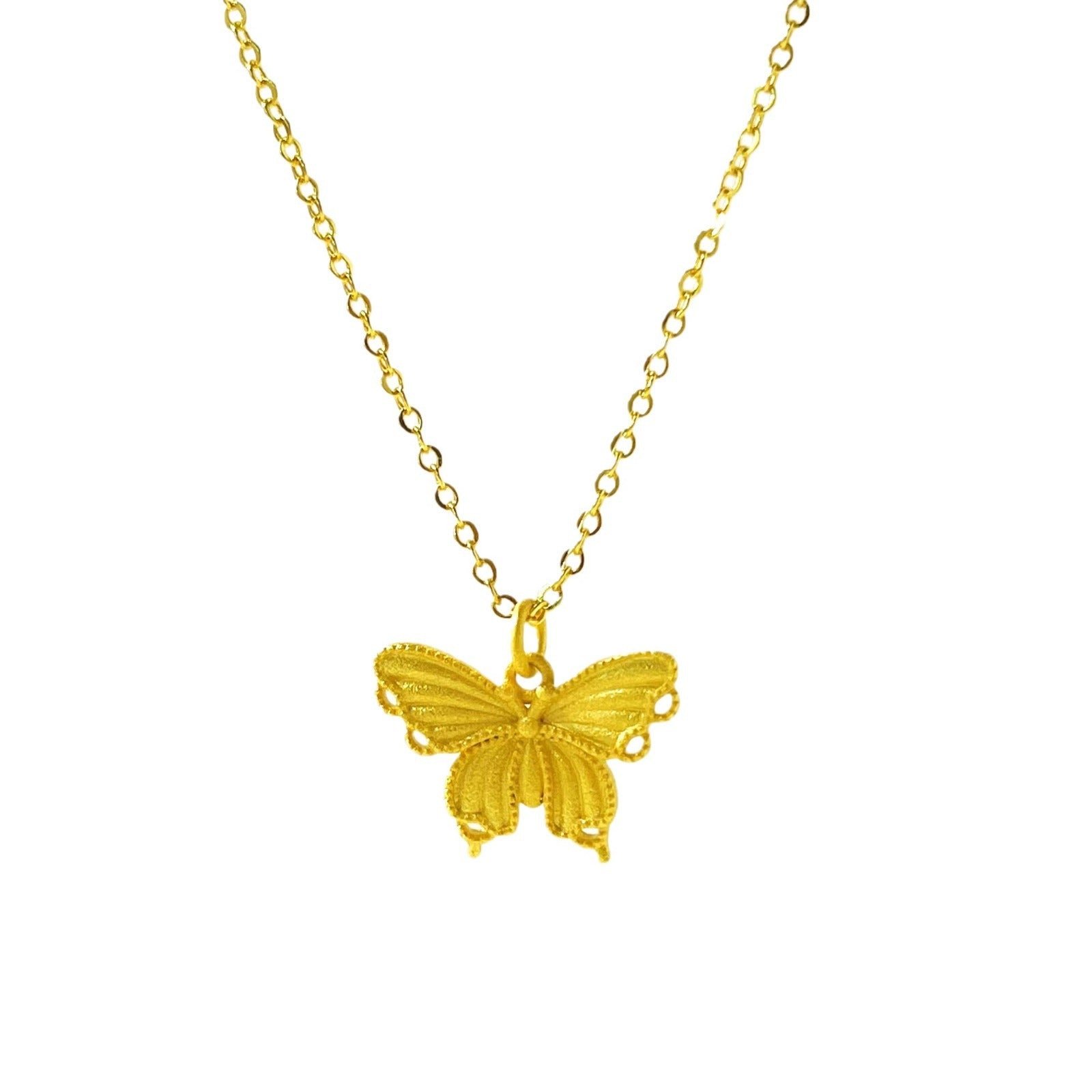 New Chinese Style Palace Style Filigree Butterfly Women's Necklace Ancient Style Alluvial Gold - souqmart