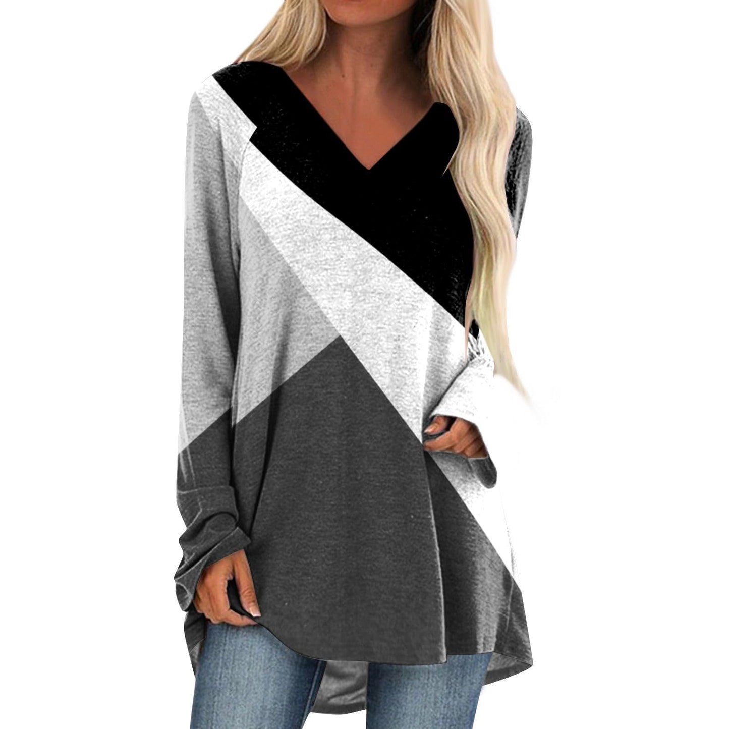 Quality Stitching Long Sleeve V-neck Skirt