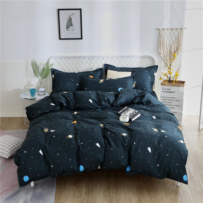Four-piece Bed Set Blue Night Sky Bed Sheet Quilt Cover Single Double - souqmart