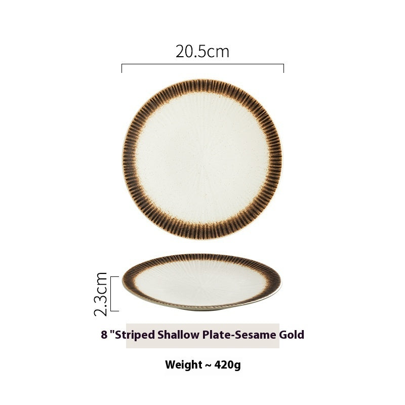 Western Cuisine Steak Stripe Ceramic Dim Sum Plate