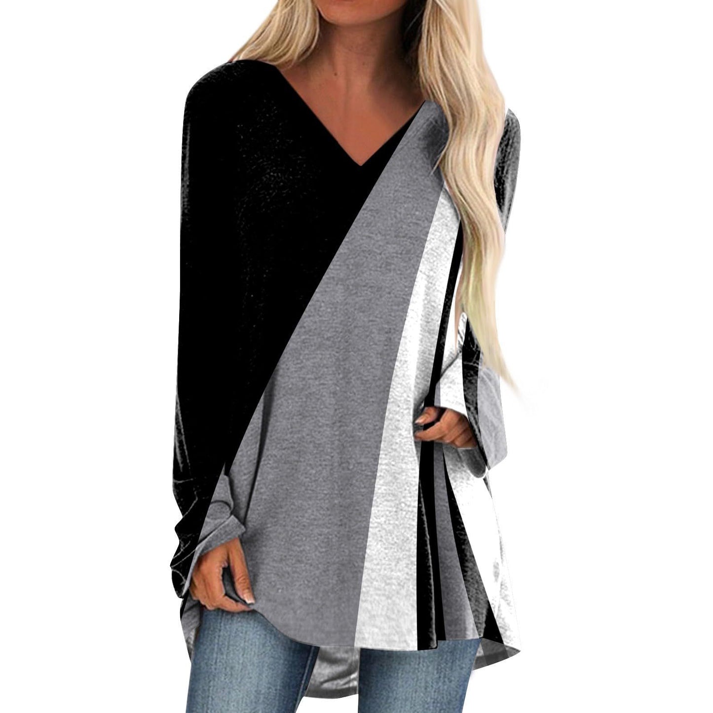 Quality Stitching Long Sleeve V-neck Skirt