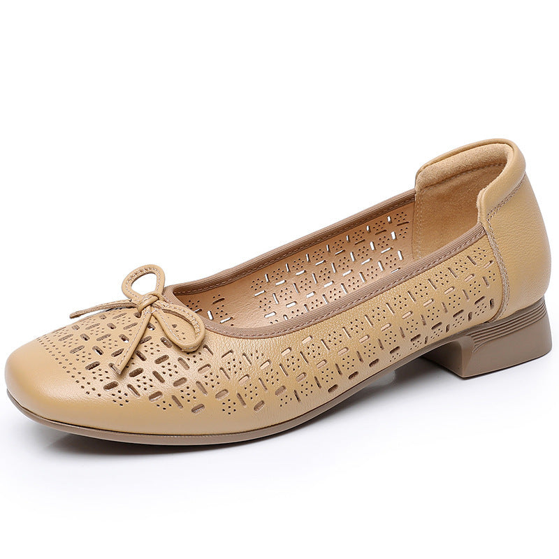 Summer Genuine Leather Breathable Low-cut Women's Shoes - souqmart