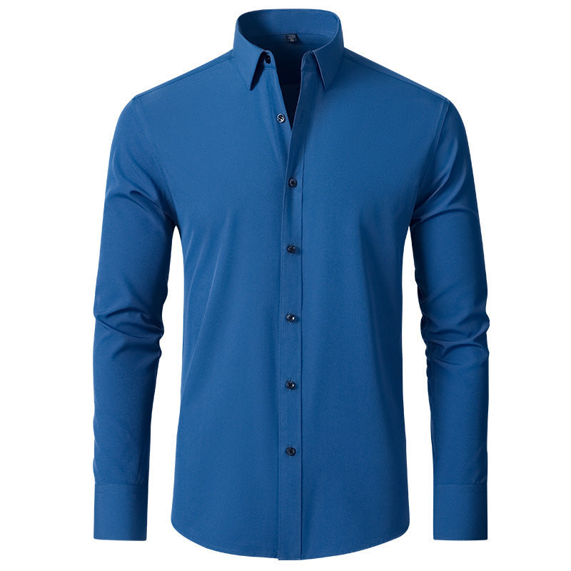 Korean Slim-fit Solid Color Shirt Men's Shirt - souqmart