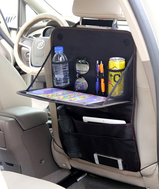 Car Seat Back Storage Bag Car Organizer Bag Foldable Dining Table Tray Travel Storage Bag Car Interior Accessories - souqmart