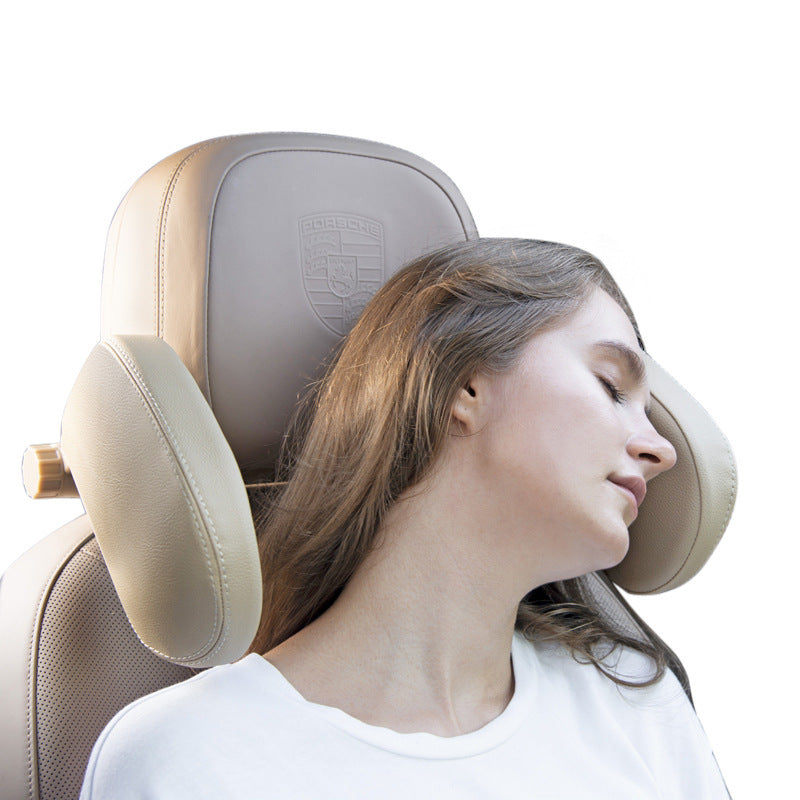 Car headrest pillow Sleep Adjustable Side Car Soft Travel Seat Headrest Auto Leather Support Neck Pillow Cushion car accessories - souqmart
