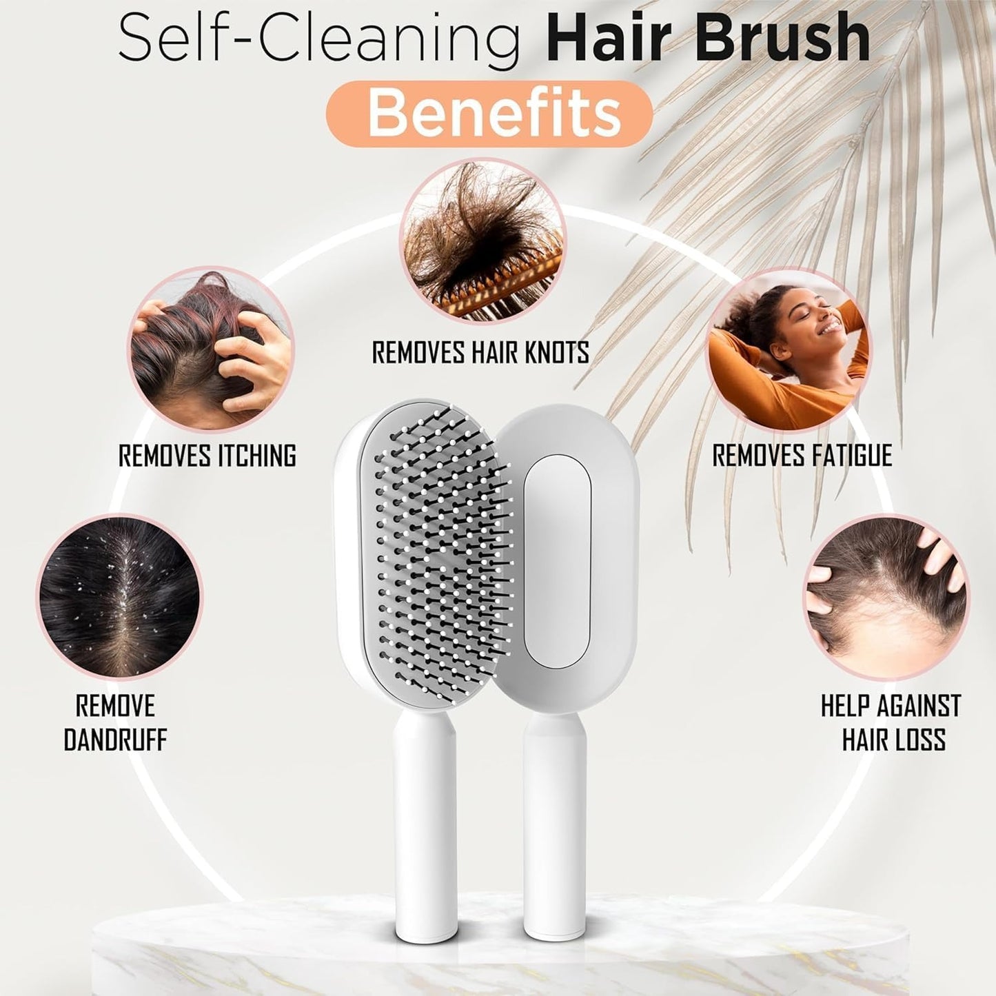 Self Cleaning Hair Brush For Women One-key Cleaning Hair Loss Airbag Massage Scalp Comb Anti-Static Hairbrush