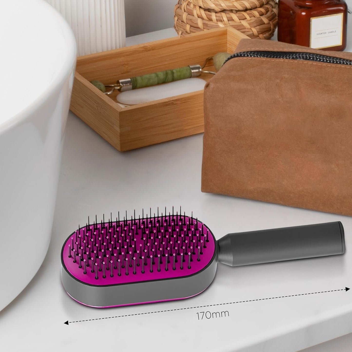 Self Cleaning Hair Brush For Women One-key Cleaning Hair Loss Airbag Massage Scalp Comb Anti-Static Hairbrush